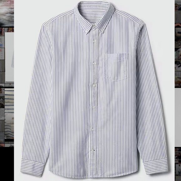 GAP Oxford Shirt in Standard Fit Blue & White Stripes in Medium - Picture 4 of 7